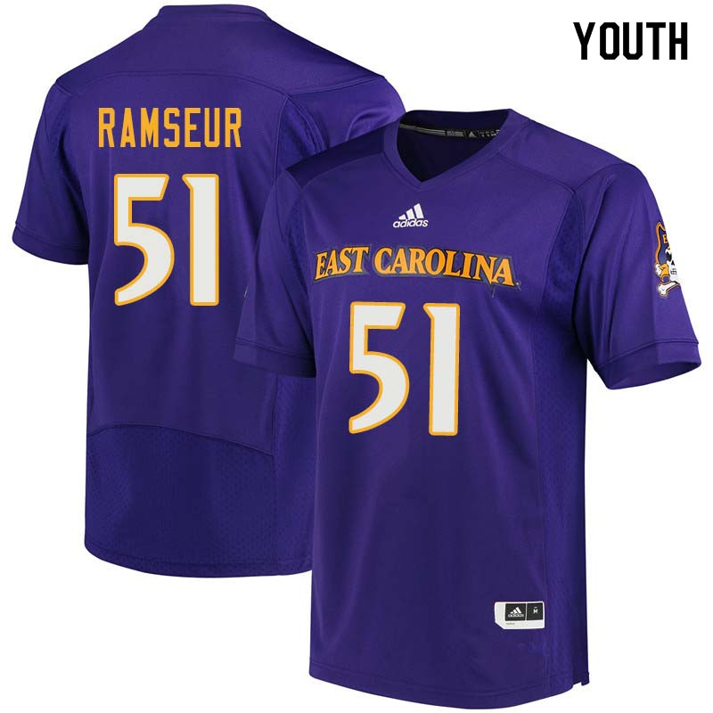 Youth #51 Aaron Ramseur East Carolina Pirates College Football Jerseys Sale-Purple